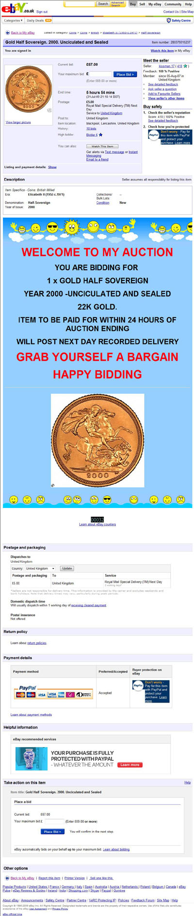 kissman.17 Using Our Mint Condition 2008 Beijing London Handover £2 Silver Proof Image in eBay Auctions